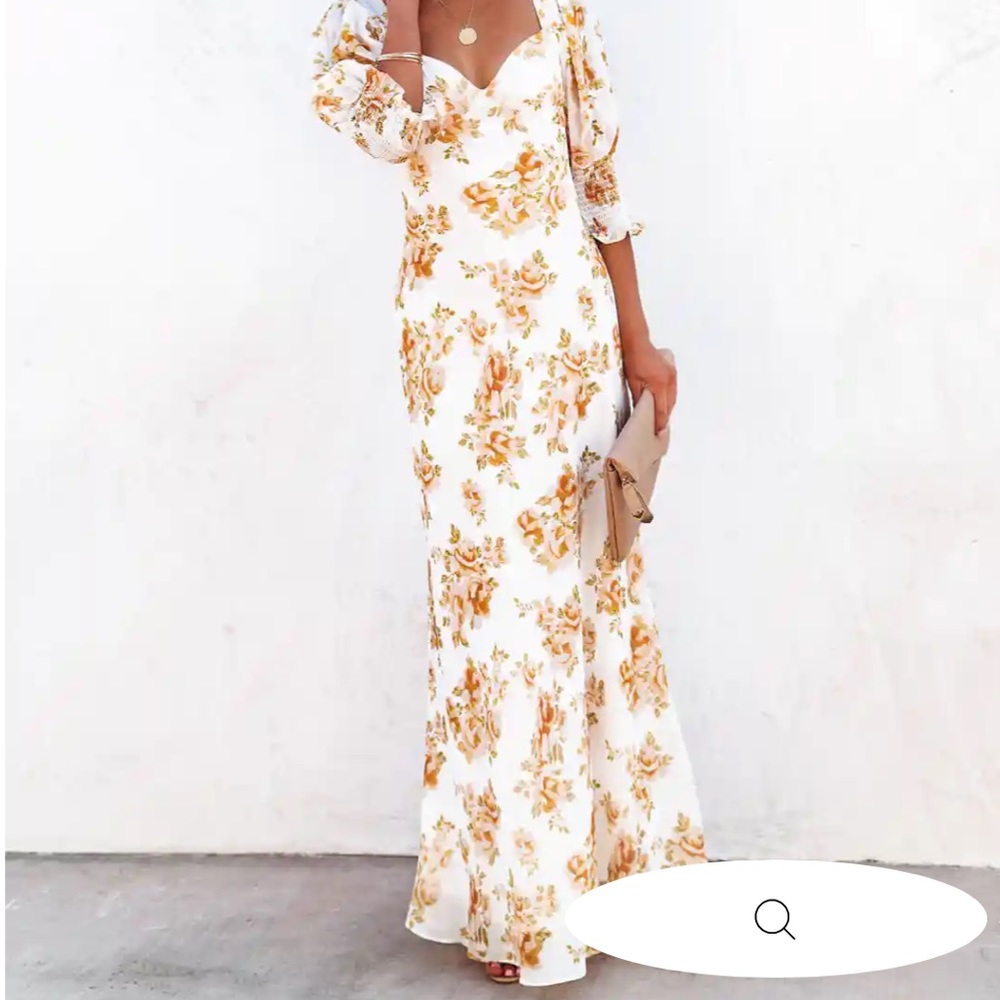 White maxi dress with sweet floral print. Size Small. NWT. Never worn.